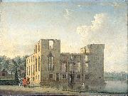 Berckenrode Castle in Heemstede after the fire of 4-5 May 1747: rear view., Jan ten Compe